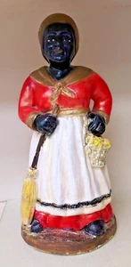 Rare Large Vintage Ogun Black / Red - Chalkware Statue / Sculpture Woman  16"H - Picture 1 of 20