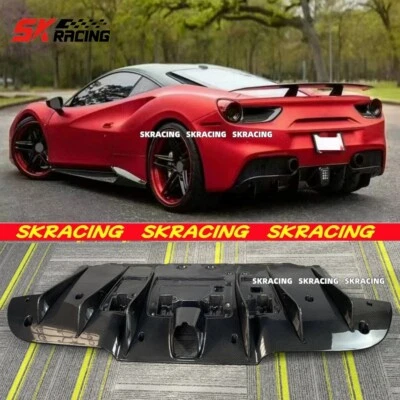 Kits de carrocería difusor parachoques trasero de fibra de carbono real para Ferrari 488 GTB Foto 1 de 4