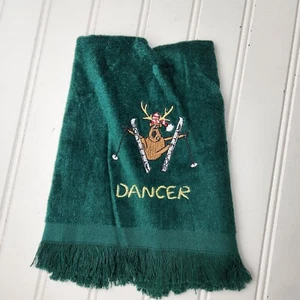 Dancer the Reindeer Embroidered Vintage Christmas Hand Towel Grand Prix NWT Rare - Picture 1 of 7