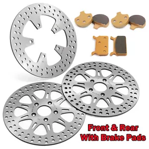 Front & Rear Brake Rotors Pads for Harley Road King Electra Glide FLT 1340 86-99 - Picture 1 of 10