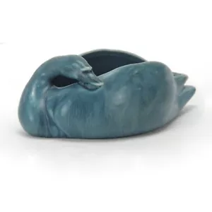 Rookwood Pottery production swan vase 1924 matte blue shape 1213 - Picture 1 of 5