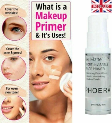 PHOERA FACE PRIMER MAKEUP PORE FIXER MINIMISER BASE OIL FREE LONG LASTING 6ML - Image 1 of 4