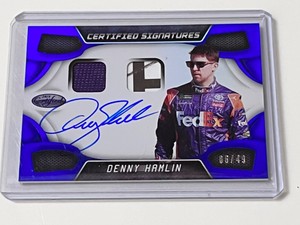 2018 Panini Certified NASCAR Racing Signatures #CSS-DH Denny Hamlin Blue #6/49