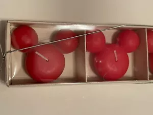 Walt Disney World At Home Set di quattro candele con testa di topolino rosse NOS - Foto 1 di 5