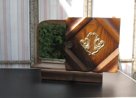 Apothecary wall cabinett with   Mirror Curiosity cupboard Vintage MIDCENTURY Cover