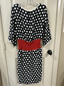 Oscar De La Renta Dress Black & White Polka Dot Dress Size 12 Minnie Mouse SILK - Picture 1 of 4