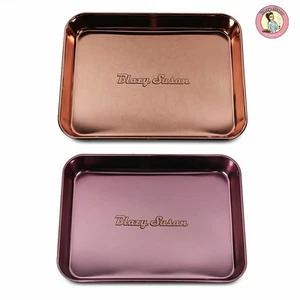 Blazy Susan Metal Stainless Steel Premium Smoking Rolling Tray - Rose Gold Pink