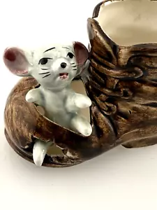Vintage Tiny Mouse in a Boot 3" Planter Tiered Tray Mini Decor Vignette - Picture 1 of 18