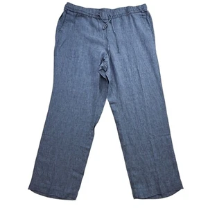 Charter Club Linen Wide Leg Pull On Pant Pockets Beachy Coastal Blue Size 2X NWT - Picture 1 of 11