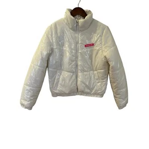 MEMBERS ONLY White Puffer Cropped Jacket Size M *Flawed* - Picture 1 of 8