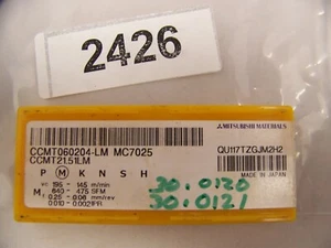 Mitsubishi CCMT0060204-LM MC7025 HARTMETALLEINSÄTZE, 5 STÜCK EA (ARTIKEL # 2426) - Bild 1 von 2