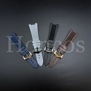 25X18 MM Rubber Watch Strap Band Brown Black Fits For Patek Philippe Nautilus - Imagen 1 de 49