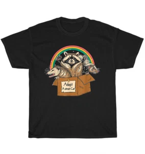 Adopt A Street Cat Funny Opossum Raccoon Skunk Vintage T-Shirt Unisex Tee Gift - Picture 1 of 4
