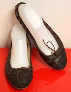 Anniel Suede Brown w/Black Stripe Ballet Flats Casual Shoes Made in ITALY 38/8 - Picture 1 of 12
