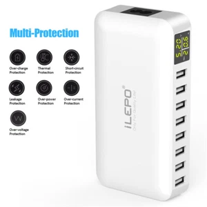 8 Port Multi USB HUB Wall Charger Fast Charging Dock Station LCD Display - Photo 1/15