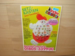 FERRERO BESTELLKARTE KINDERÜBERRASCHUNG EIERMANN-SETZKASTEN VON 2000 OHNE FOLIE - Bild 1 von 1
