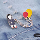  Cartoon Mode Emaille Pin Brosche Schöne Mädchen mit Ballon für Jacken Kragen