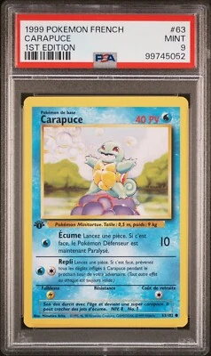 PSA 9 Carapuce FRENCH Squirtle 1st Edition 1999 Base Set #063/102 MINT - Image 1 of 2
