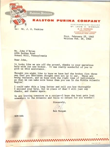 1962 Ralston Purina Business Letter Regional Brokerage Management Checkerboard - Picture 1 of 1