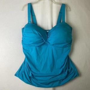 Anne Cole Turquoise Size 24W Twist Front Adjustable Removable Strap Tankini Top - Picture 1 of 11
