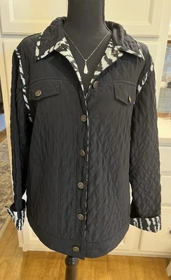 Koos of Course Women's L Black Quilted Jacket, Beautiful Details Solid 100% Silk - Image 1 of 4