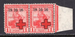 Trinidad & Tobago 1916 #B3 "No Period After 1916" in Pair With Normal MNH - Picture 1 of 1