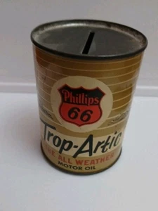 VINTAGE Phillips 66 Trop-Artic Motor Oil Can Bank Miniature Advertise Logo - Picture 1 of 10