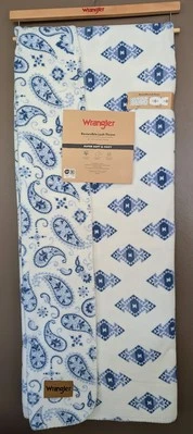 Wrangler Blanket Western BLUE PAISLEY  /SOUTHWESTERN Throw Thick Lush NEW 70X50 - Image 1 of 4