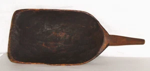 Antica paletta in legno intagliato a mano XIX secolo ~ pagaia primitiva ~ bella patina, crepa - Foto 1 di 10
