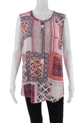 Blusa sin mangas con cuello redondo de seda rosa talla M de NYDJ para mujer Foto 1 de 4