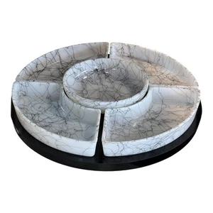 Vintage Hazel Black & White Spaghetti String Lazy Susan mit Spinning Tray - Bild 1 von 3