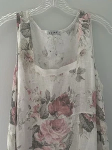 Colette Floral 100% Leinen No Sz See Desc Landhaus Sommer Made in Italy Romantisch - Bild 1 von 21