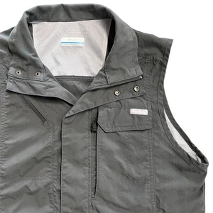 Columbia Men's Outdoor Vest Gray Pockets Zipper Sun Protection Hiking Fishing - Picture 1 of 9