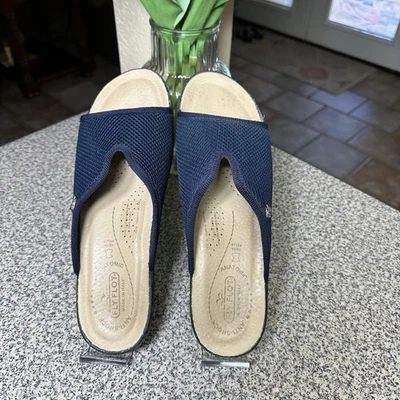 Sandalias Fly Flot Italia para mujer azul marino talla 9,5 plantilla de cuero cómoda Foto 1 de 4
