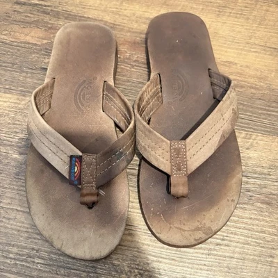 Chanclas arco iris Premier para niños jóvenes 1” correa espresso talla 2-3 cuero Foto 1 de 4