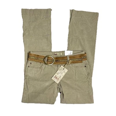 Vintage Y2K l.e.i. Pantalones de pana color caqui tostado talla 5 juniors tiro bajo stock muerto  Foto 1 de 4