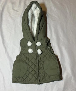 Aspen Kids Infant 0-3 Month Puffer  Vest Jacket Hooded Winter Sleeveless Green - Picture 1 of 12