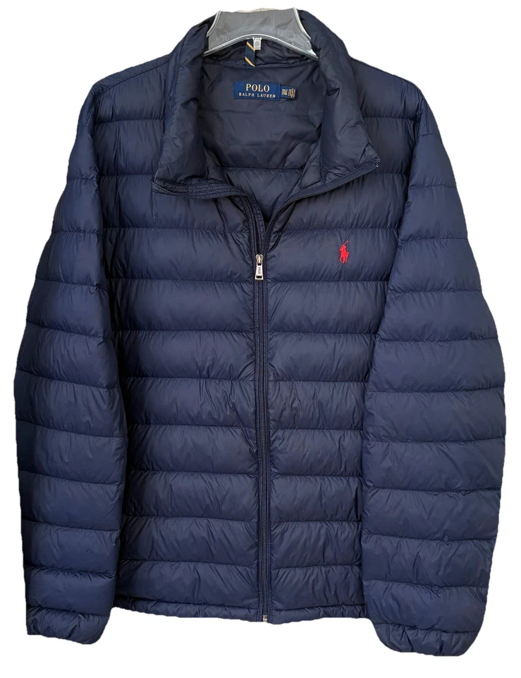 Jaqueta polo Ralph Lauren empacotável acolchoada casaco sem capuz azul marinho tamanho 2XLT - Imagem 1 de 4