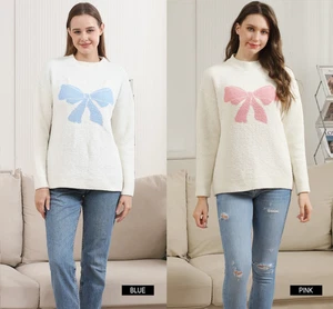 ComfyLuxe Ribbon Pattern Pullover Sweater - Picture 1 of 12