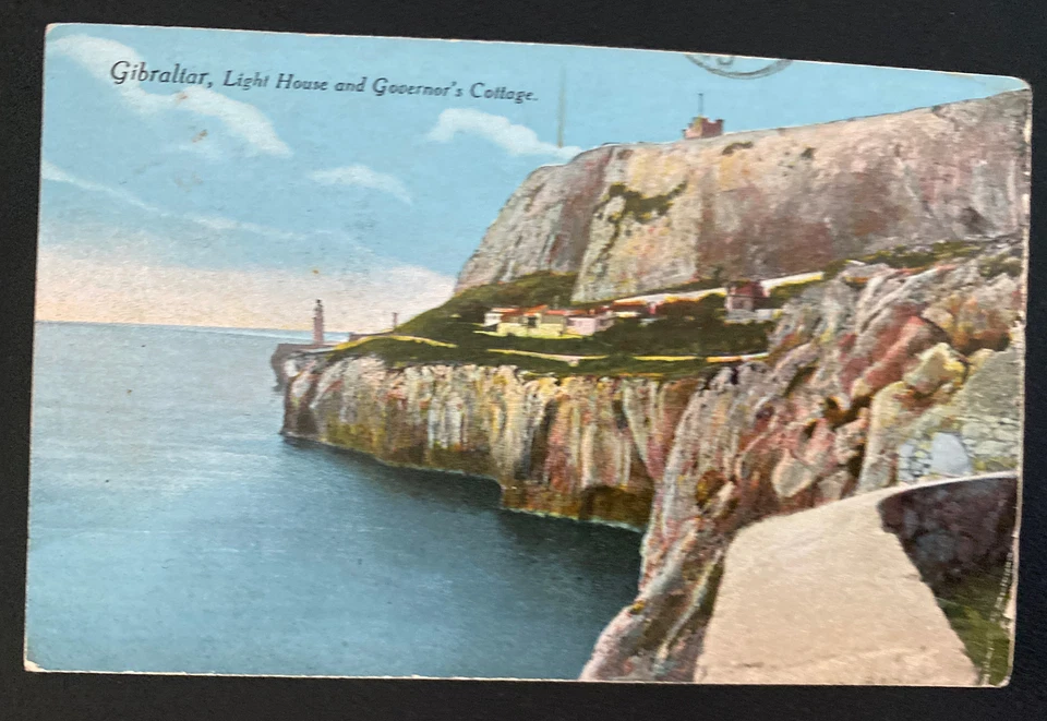 Cubierta de postal con foto de Gibraltar 1917 a Vancouver Canadá Light House View Foto 1 de 2