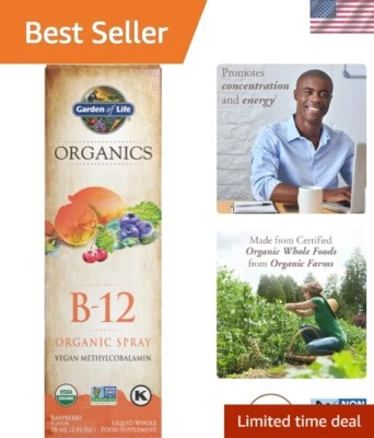 Spray líquido B12 - Fórmula de frambuesa de 2 oz para la vitalidad y la salud del corazón Foto 1 de 4