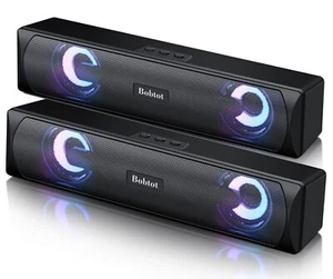 Two Computer Speakers USB Bluetooth Subwoofer Portable Game Sound Bar Audio - Picture 1 of 8