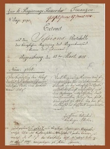 alte Handschrift - Regensburg 1821 - Zweck unbek. - Bild 1 von 1