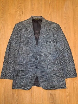 Abrigo deportivo vintage de tweed Kuppeheimer 42R negro Glen a cuadros Blazer Traje Chaqueta Foto 1 de 4
