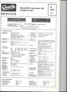 Graetz Original Service Manual für Belcanto electronic 301 Form 78 HiFi - Bild 1 von 1