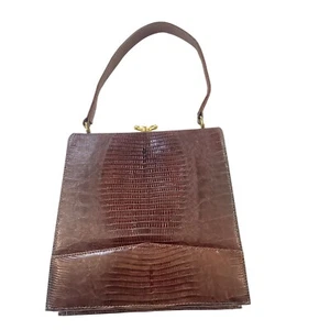 Vintage 50er Jahre "Escort Bag" - Eidechse Clutch Handtasche mit Goldriegel - Bild 1 von 13