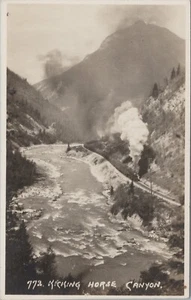 Vtg Kicking Horse Canyon, Railroad B.C. Canada RPPC Real Photo Postcard #4269 - Picture 1 of 2