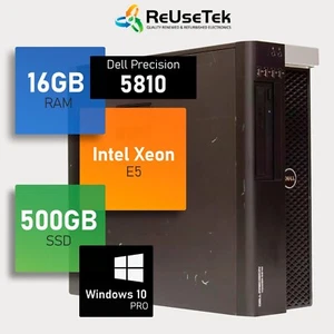 Dell Precision 5810 Intel Xeon E5-1603 v3 16GB RAM 500GB SSD Quadro K420 Win 10 - Picture 1 of 14