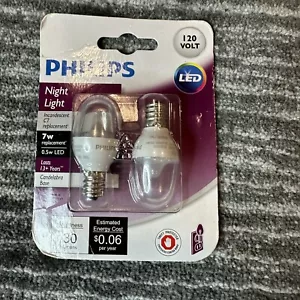 Philips Nightlight 2 Pack 7W LED Soft White C7 Long Lasting Candelabra Base New - Picture 1 of 7