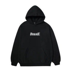 HUF Logo Applique Black Mens Hooded Fleece - Foto 1 di 2